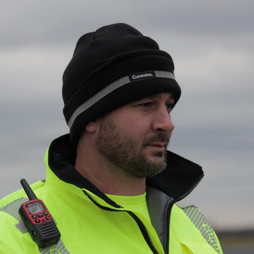 Cummins Black Cuffed Beanie with Reflective Stripe