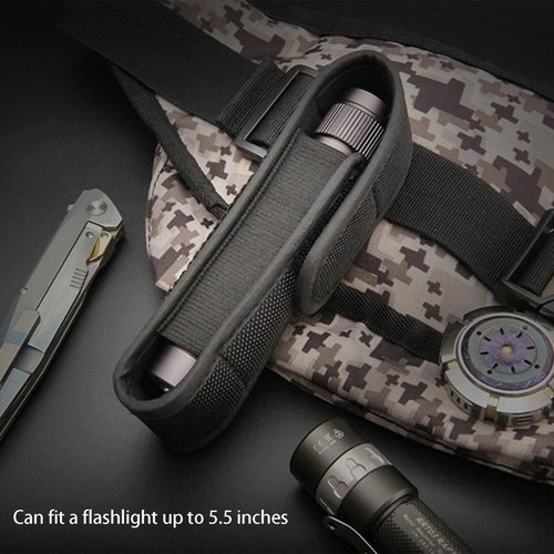 Sewzig 2-Pack Nylon Flashlight Holster for Duty Belt, Adjustable Small Heavy Flashlight Holder Carry Case for 4.3"-5.5" High Flashlight, Tactical Flashlight with Stretch Capability (5.5")