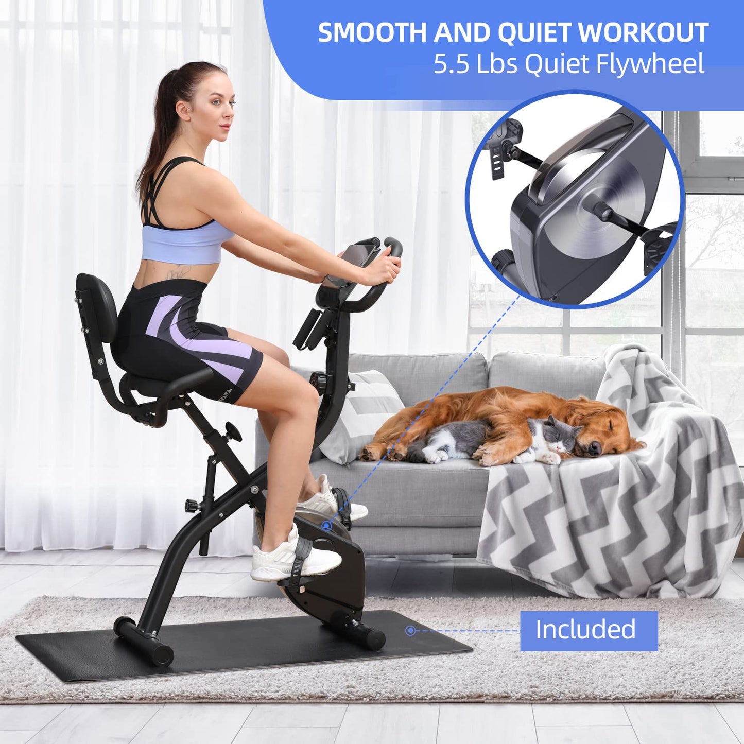 Exercise Bike with Dumbbells Set