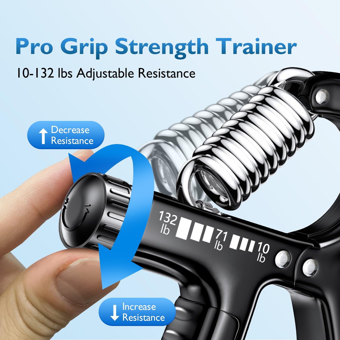 FitBeast Grip Strengthener Forearm Strengthener, Adjustable Hand Grip for Strength Training & Rehabilitation, 10-132 lbs Resistance, Ideal for Athletes and Physical Therapy (1 Piece Black)
