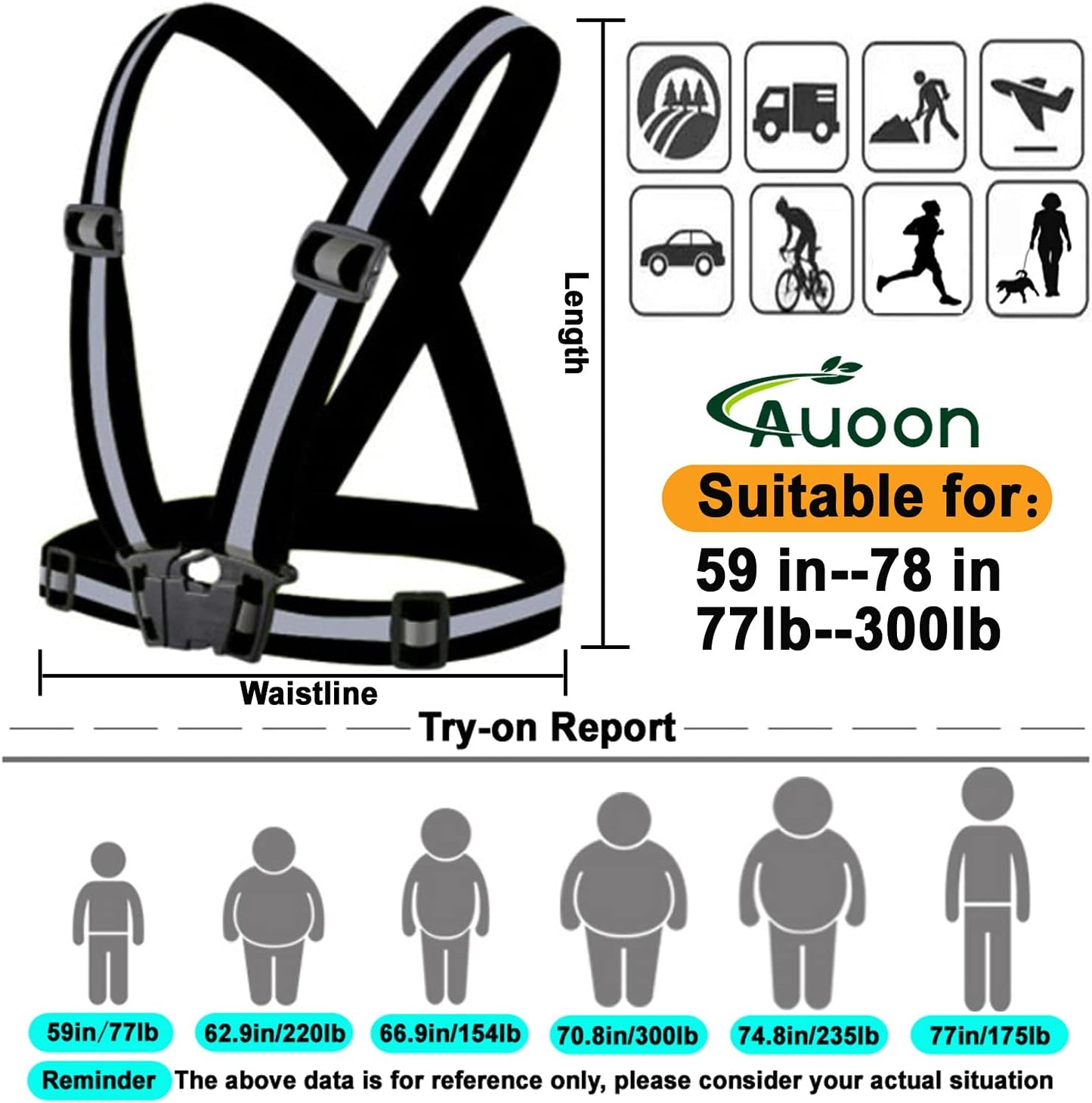 AUOON Reflective Running Vest,Reflective Vest Adjustable for Run,Cycle,Walk, Outdoor,Breathable Waterproof Lightweight