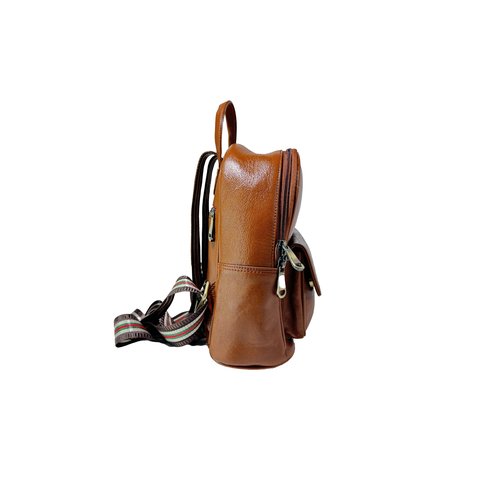 bonahide Genuine Leather Luxury Mini Backpack Multi-functional Elegant Daypack Shopping Travel Leisure (Tan)