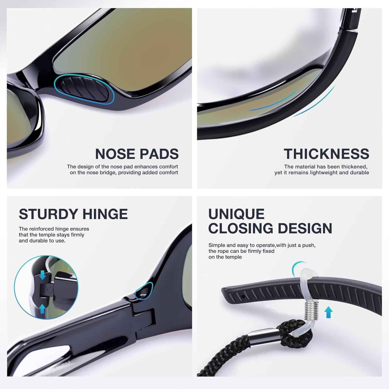 RIVBOS Polarized Sports Sunglasses for Men & Women - TR90 Frame for Cycling, Fishing, Running