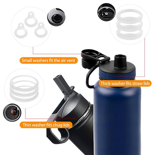 CoguZed 3 Sets of 9 Silicone Gaskets for Water Bottles, Compatible with Thermoflask & Takeya Lids 40oz, Perfect for Straw Lid, Chug Lid & Spout