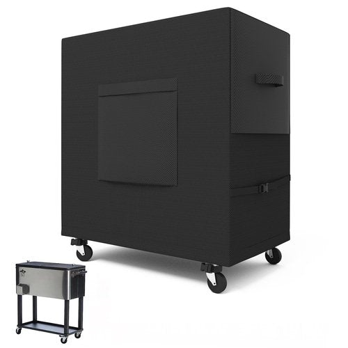 Patio Waterproof Cooler Cart Cover - Outdoor Ice Chest Protective Covers Fits Most 80 QT Drink Cooler on Wheels Outside Bar Cart or Beverage Cart Rooling Party Cooler 34L x 20W x 32H inch Black