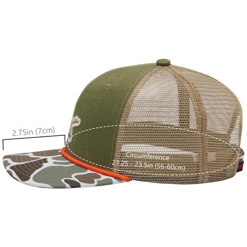 BASSDASH Camo Rope Trucker Hat Adjustable Embroidered Baseball Cap Mesh Back for Duck Deer Hunting Fly Fishing Camping