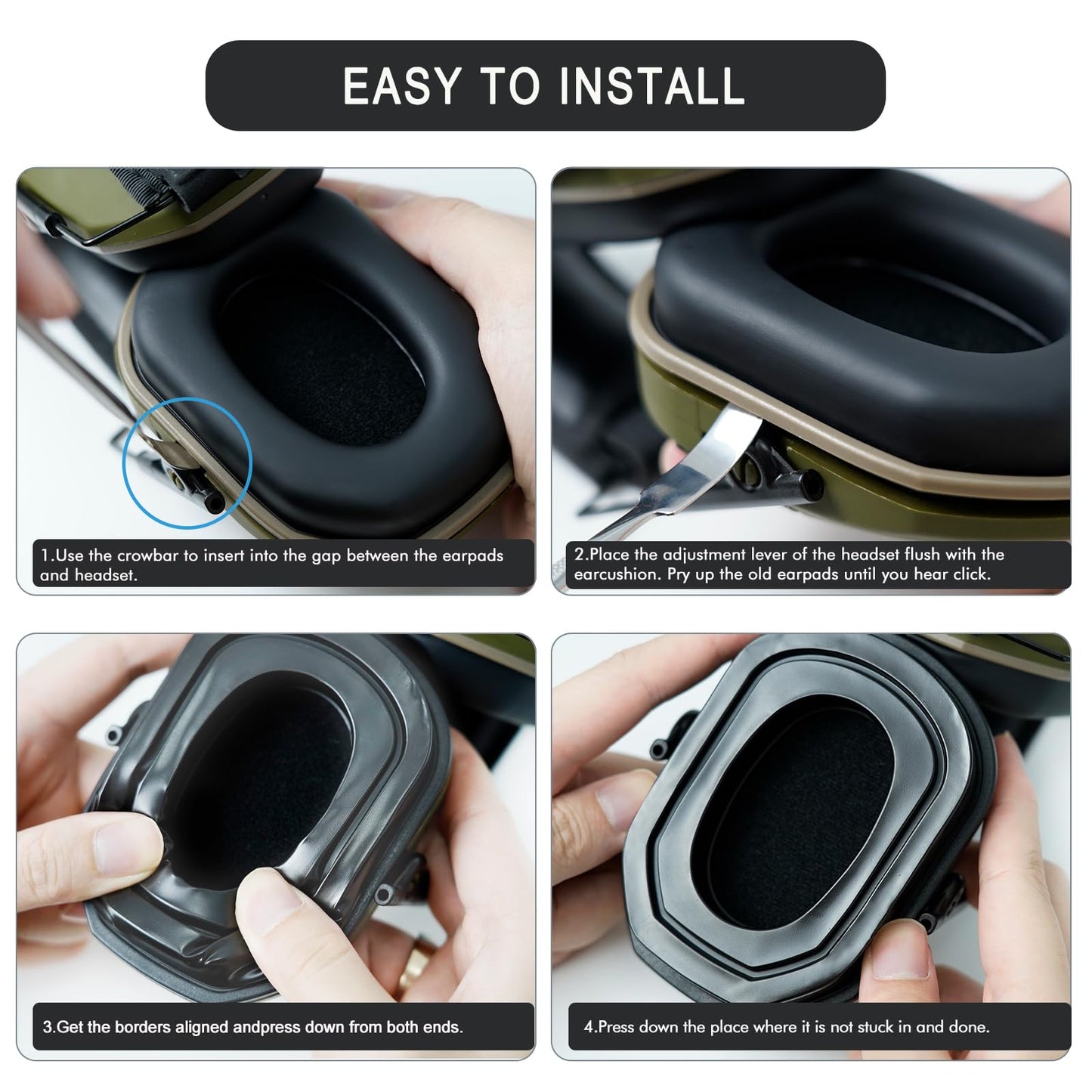 Gel Ear Pads for Walker's Razor Earmuffs, Comfortable and Soft Replacement Gel Ear Cups with Silicone Material and Memory Foam