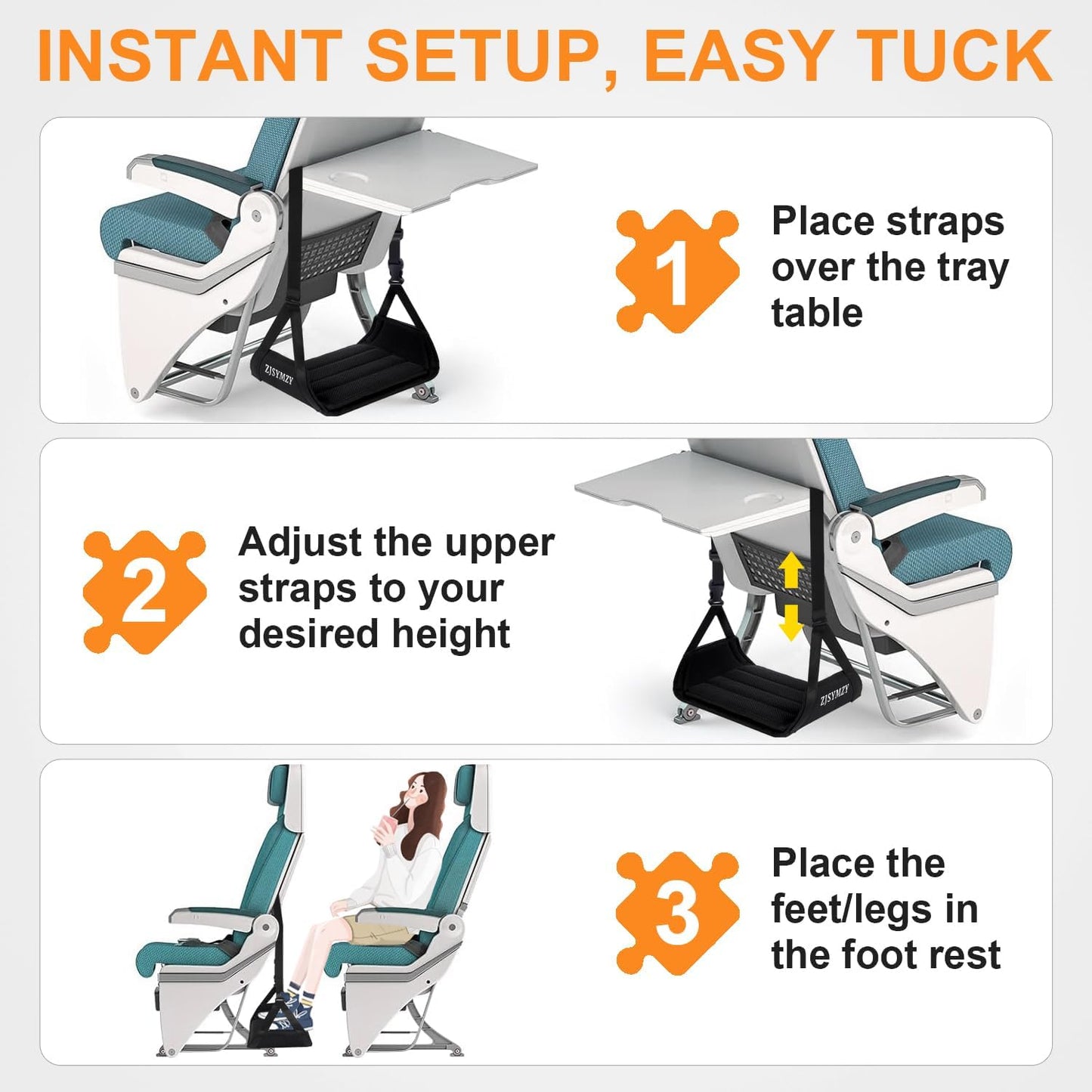 Foot Hammock for Plane Travel,Memory Foam Airplane Foot Rest with Extended Adjustment Strap,Leg Hammock for Airplane Travel Essentials,Plane Foot Hammock,Comfy Foot Hanger