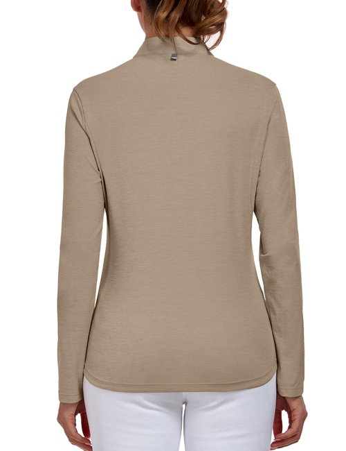 Little Donkey Andy Women's UPF 50+ 1/4 Zip Pullover Sun Shirts Long Sleeve UV Protection Shirt Quick Dry Lightweight Golf Tops (Dark Khaki S)