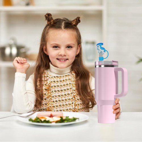 Silicone Dinosaur Straw Toppers for Stanley Cup 30 40 oz, 10 mm Cute Cover Cap Tumbler Accessories Gifts for Child