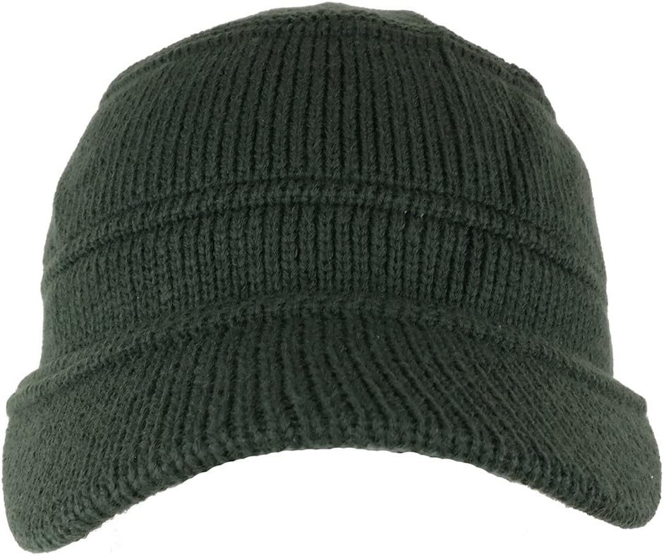 Army Style Acrylic Cadet Winter Beanie Hat with Visor