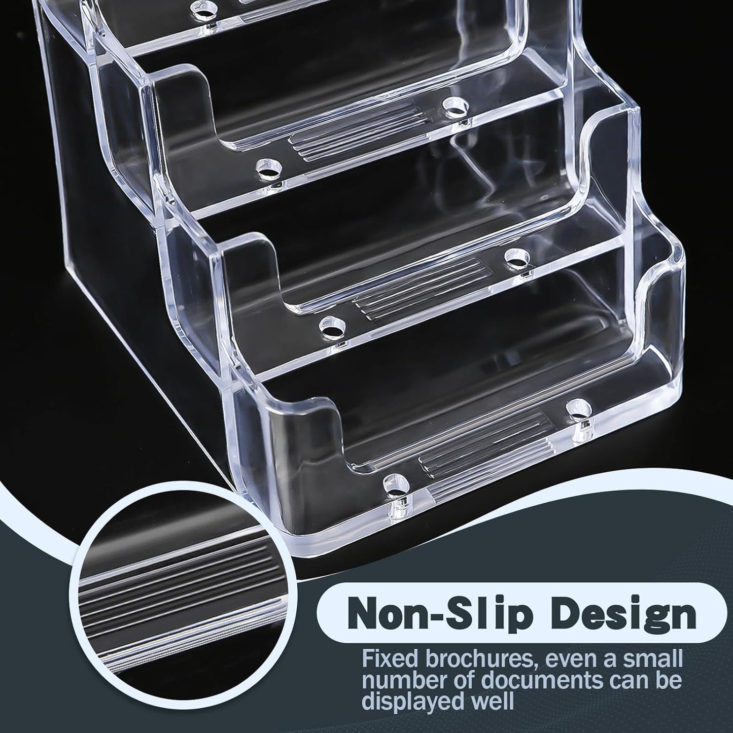 Acrylic Business Card Holder for Desk,4-Tier Clear Plastic Display Stand with 8 Pockets, Holds 400 Cards,ldeal for Office & Workspace Organization