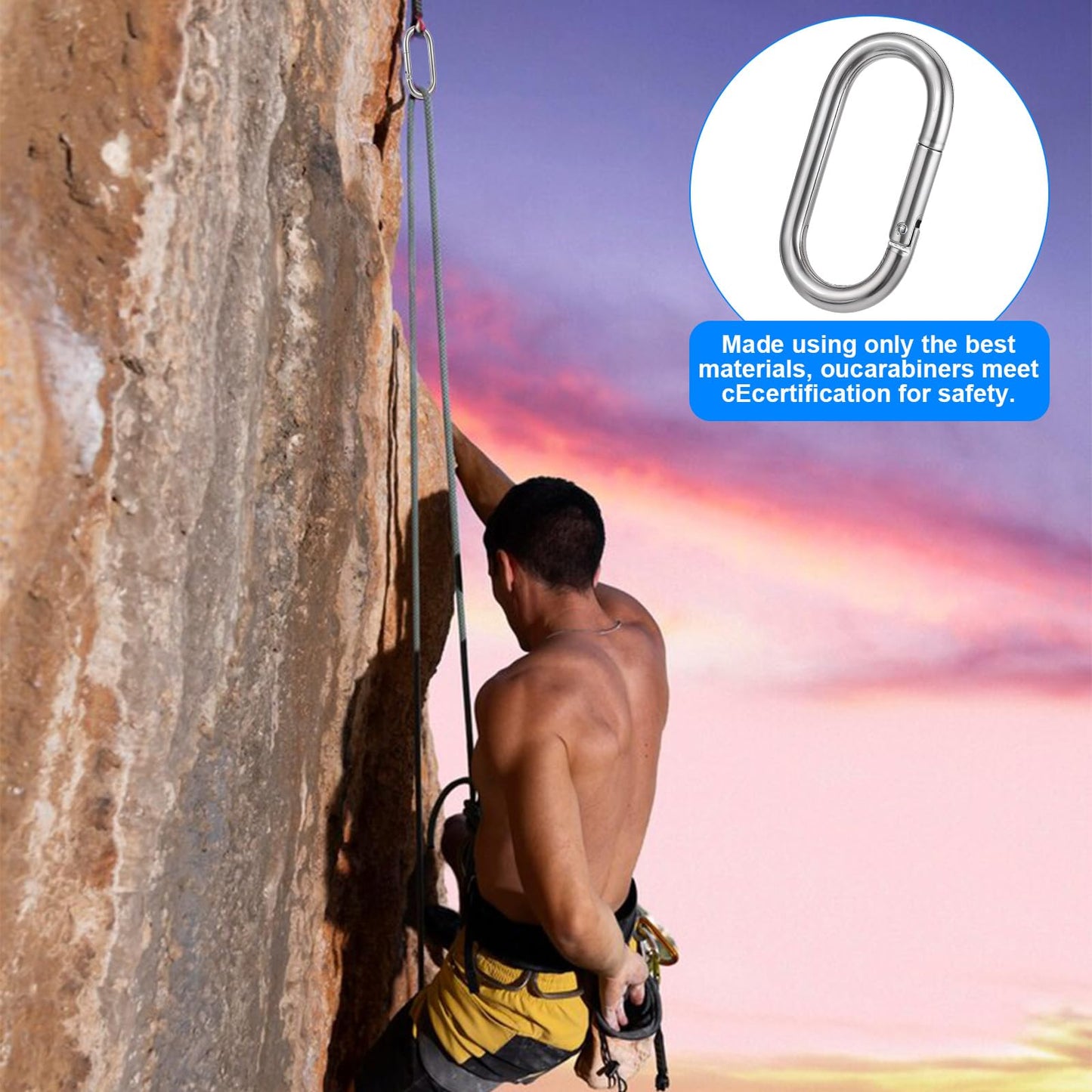 2pcs 4 Inch Carabiner Clip Oval Carabiner Clip Heavy Duty Carabiner Spring Snap Hook Oval Shape 10x100mm