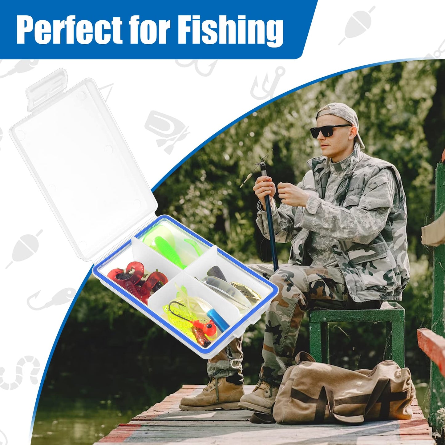 4 Pcs Mini Waterproof Tackle Organizer - Small Fly Fishing Box with Dividers for Hooks, Flies, Beads & Lures