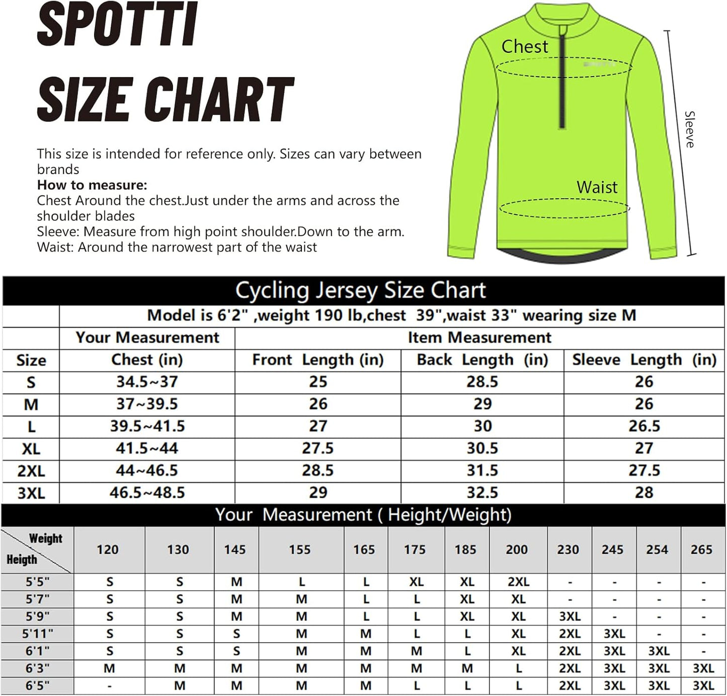 Spotti Men's Cycling Bike Jersey Long Sleeve with 3 Rear Pockets - Moisture Wicking, Breathable, Quick Dry Biking Shirt