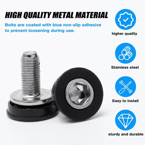 Darlingao 4 Pcs Bike Hex Crank Arm Fixing Bolts, Crank Arm Bolt 8mm, Bike Crank Bolts, Bicycle Crank Screw, Bike Crankset Bolt, Bicycle Bottom Bracket Axle Bolts for Bicycle Square Hole M8