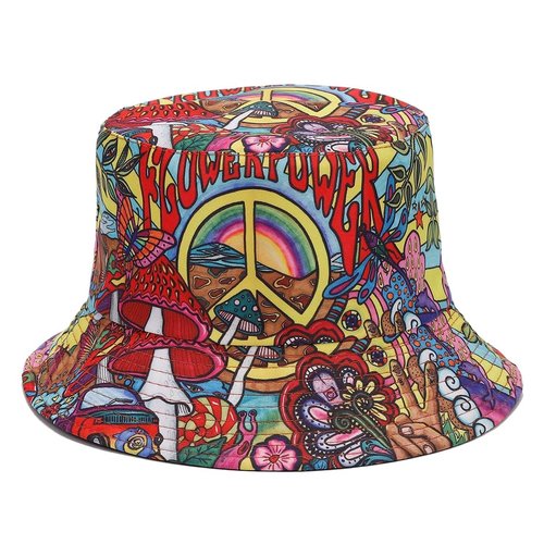 Quanhaigou Bucket Hat for Men Women,Packable Reversible Printed Sun Hats,Fisherman Outdoor Summer Travel Hiking Beach Caps (Mushroom Floral)