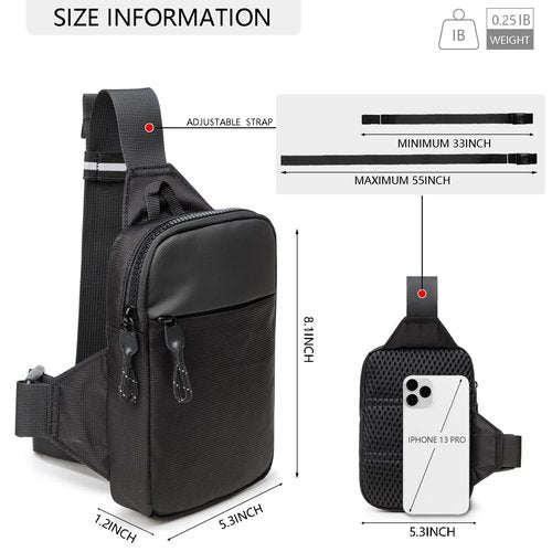 higouta Mini Sling Bag for Men Women, Small Crossbody Waterproof Practical Shoulder Chest Bag for Travel Work Sport