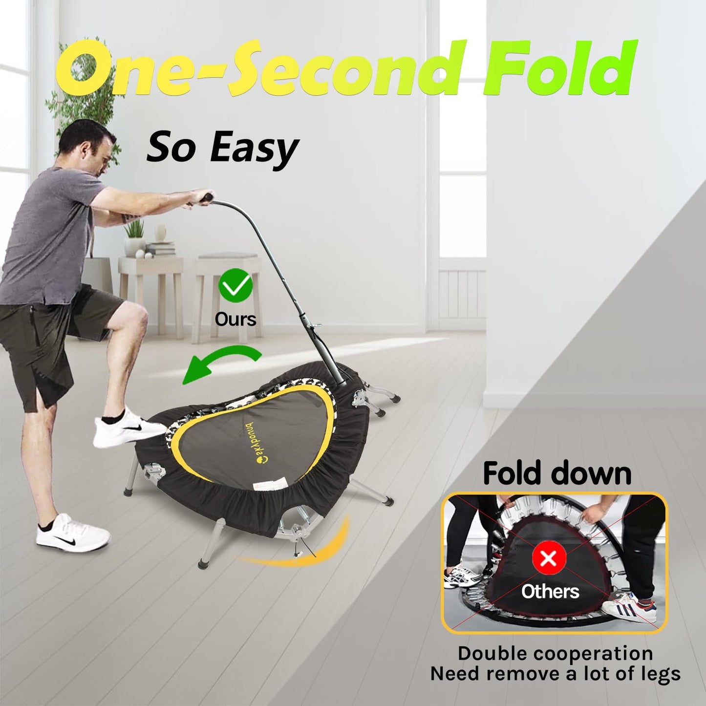 SkyBound Mini Trampoline Fitness Trampoline Fitness Rebounder with Adjustable T-Bar Handle - Exercise Trampoline for Adult - Fitness Trampoline for Workout Trainer