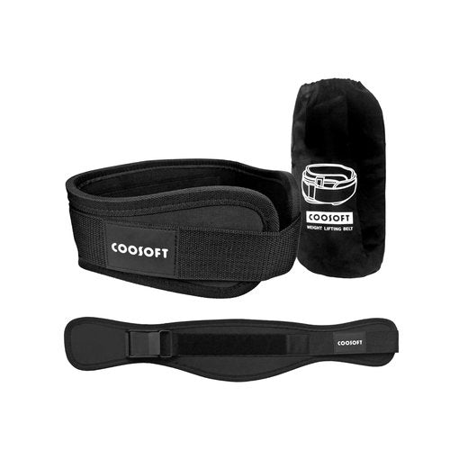 COOSOFT Weight Lifting Belt for Men Women, 5.4” Dual-Locking Nylon Gym Waist Belt with Secure Fit, Ideal Workout Lifting Belt for Weightlifting, Squat, Deadlift, Cross Training, Back Support,S
