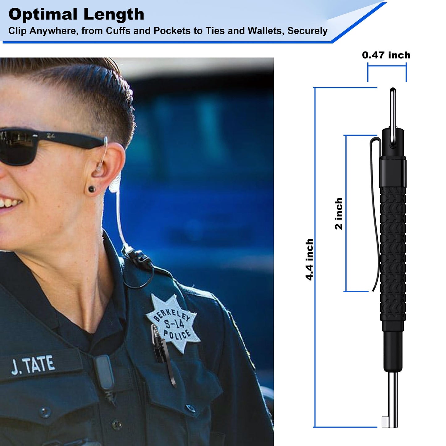 JEINAPA Black Strong Handcuff Key, Police Keys Clip for All Standard Series Hand Cuffs (1 Pack)