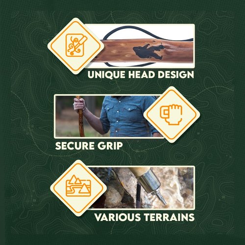 SE 55-Inch Bigfoot Stamped Hard Pine Hiking, Walking, Trekking Stick with Metal Reinforced Rubber Tip (WS628-55BP)