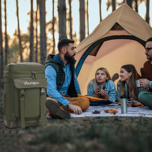YOUNGOA Waterproof Insulated Cooler Backpack for Men, Leak Proof Insulated Backpack Cooler for Beach, Camping, Outdoor, 30L, Green