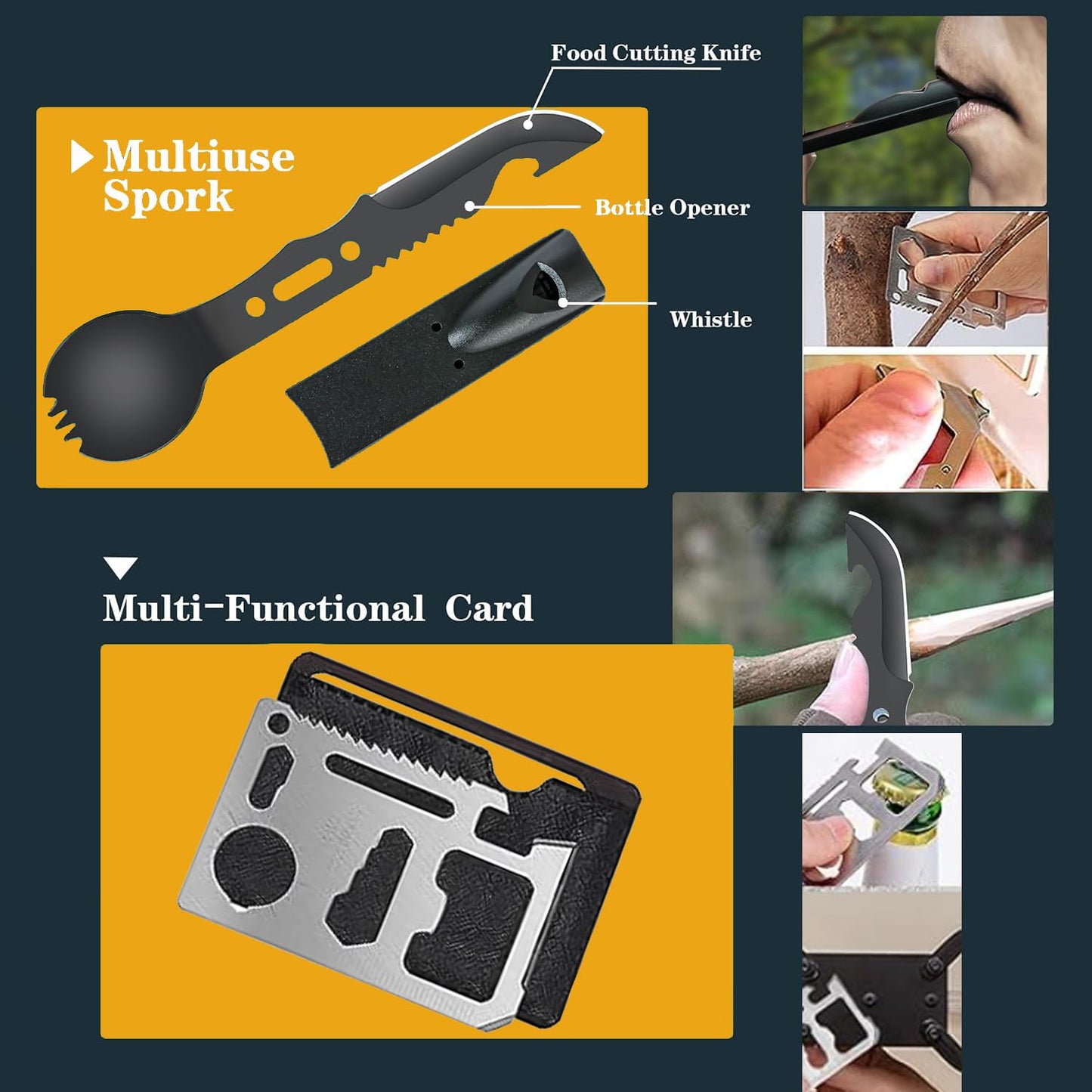 First Aid and Survival Kit, Outdoor Survival Gear Equipment with Telescopic Pen Fishing Rod for Camping Hunting Hiking Adventures, Birthday Gifts for Men Dad Him Husband Boyfriend Teen Boy