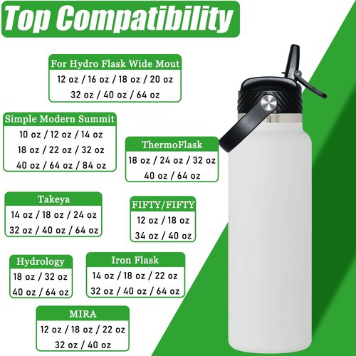 Upgraded for Hydroflask Straw Lid Replacement 32 oz 40 oz - Flex Handle Straw Cap for Thermoflask, Simple Modern, Iron Flask Lid Replacement, Top Detachable Gasket Easy to Clean, BPA Free