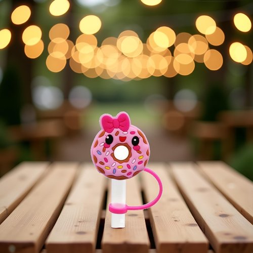 Donut Straw Cover for Stanley 40&30 Oz Cup, 8mm Silicone Straw Covers Cap for Stanley Cup Accessories, Cute Topper for Tumblers, Cap Stopper for Reusable Straws Tip Lids（DM591）