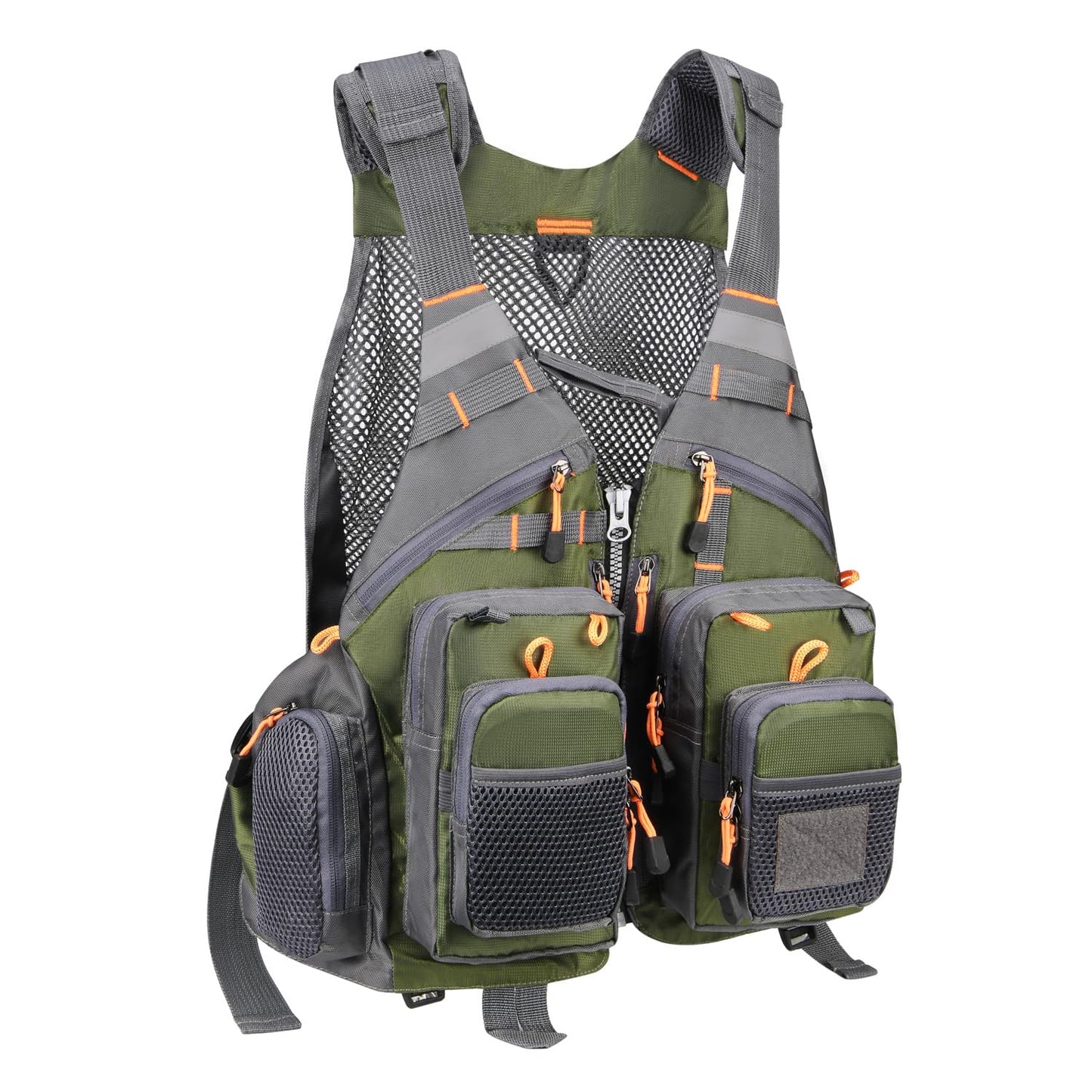 Gonex Fly Fishing Vest for Men Women, Comfortable Adjustable Fishing Vest with Multi-Pockets Reflective Stripes, Green+Gray