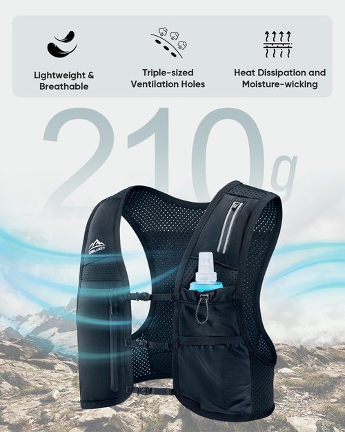 Zelvot Running Vest for Women Men, USA Original Patent, Adjustable Chest Straps Running Hydration Vest with Phone Holder and 6 Pockets, Lightweight Reflective Hydration Backpack for Hiking