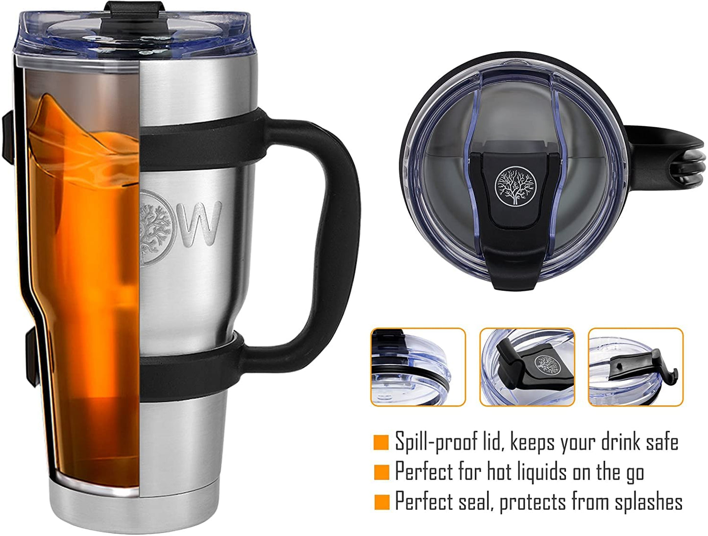 30 oz Tumbler Lid, Replacement Lid for YETI 30 oz Tumbler, BPA-Free Spill-Proof Splash Resistant Clear Tumbler Cover (2 Pack)