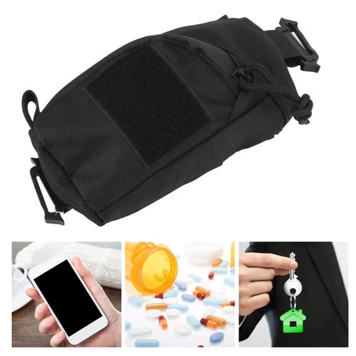 Tactical Molle Accessory Pouch, Backpack Shoulder Strap Bag with Zipper Pocket Multifunctional EDC Tool Pockets Shoulder Strap Attachment Zipper Pocket for Belt Outdoor Sport Hunting(Black)