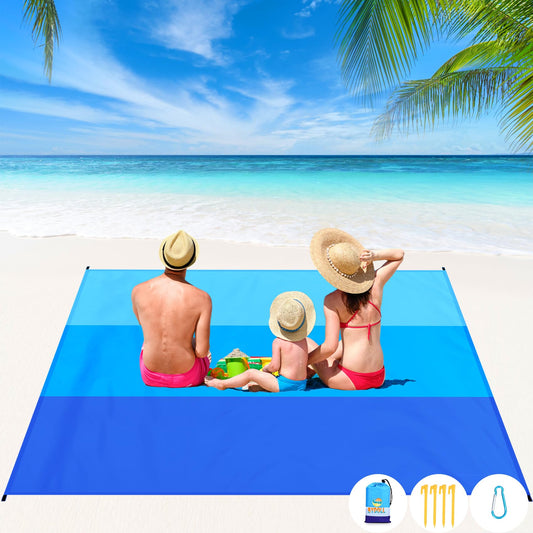 BYDOLL Beach Blanket Waterproof Sandproof 78''×81'' 1-5 Adults Oversized Lightweight Large Picnic Mat Waterproof Sandproof Blanket for Beach Camping Hiking Travel