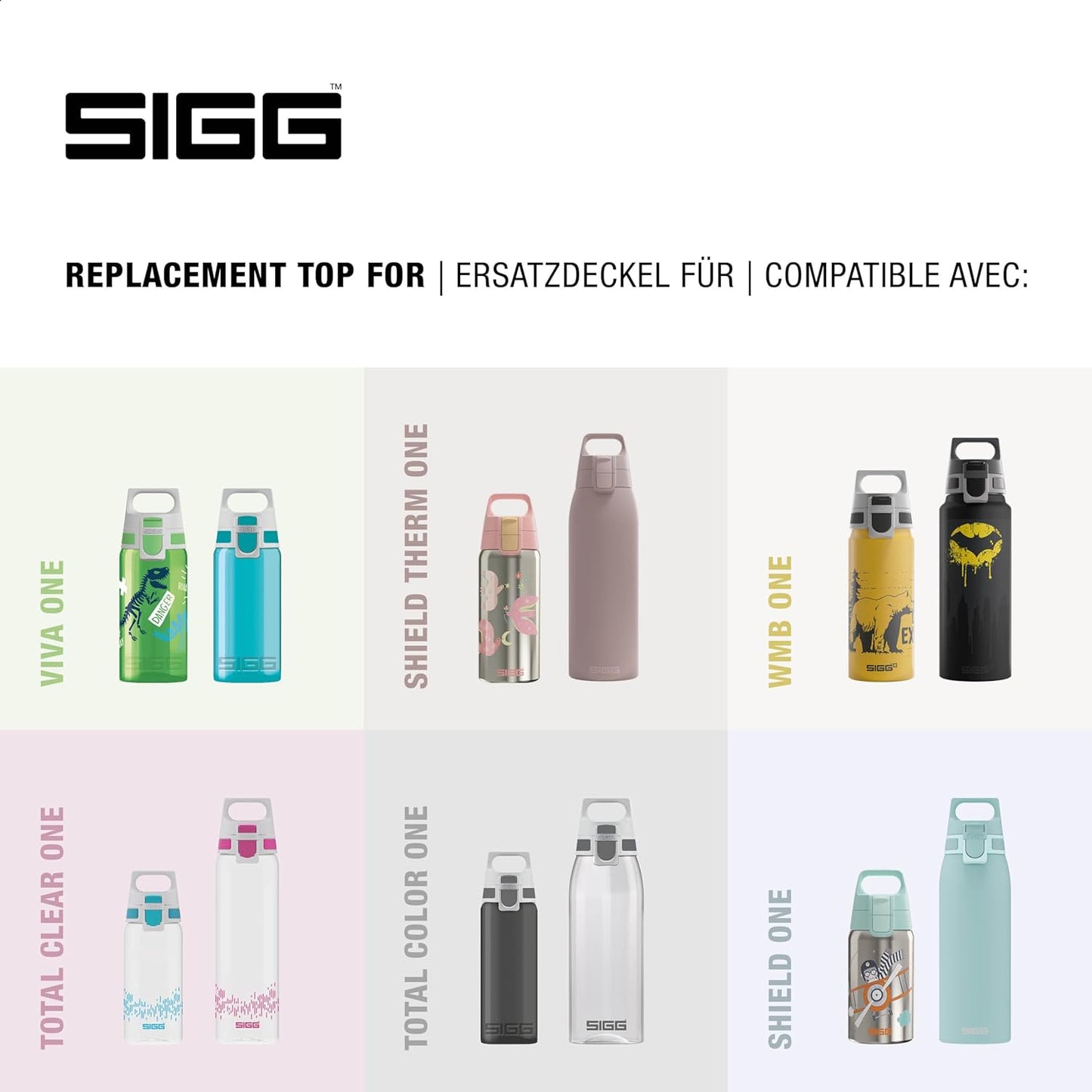 SIGG - WMB ONE Top (One Size) - Replacement Lid Wide-Neck Water Bottles - Flip Top - Gasket Included - Accessories