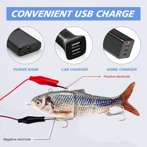 Robotic Swimming Lure 5.1” Fishing Lure 4-Segement Multi Jointed Swimbait Electric Bait LED Light USB Rechargeable Robotic Lure for Bass Trout Pike Fishing Tackle (Color T620#)