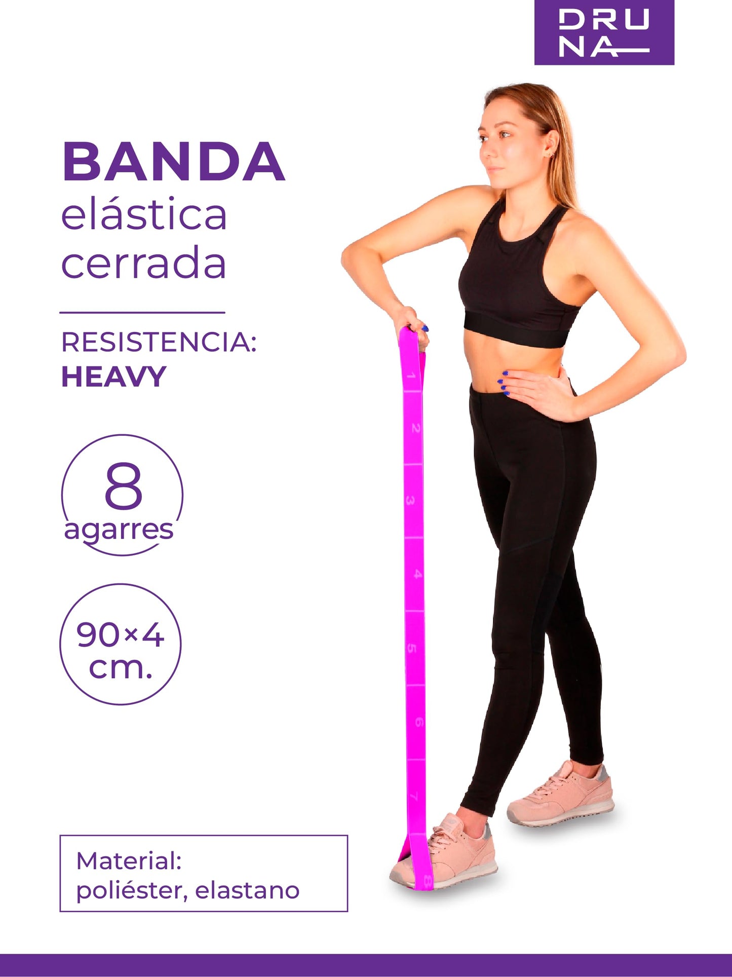 8-Loop Resistance Stretch Band – Elastic Fitness Strap for Yoga, Pilates, Dance, Rhythmic Gymnastics & Physical Therapy (Pink)