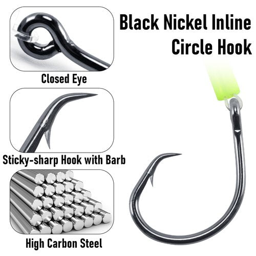 Dr.Fish Deep Drop Rigs 6ft Glow Squid Rig Lures for Saltwater, Halibut Bottom Fishing Surf Trolling Lure for Stripers Trout Tuna Tilefish 6/0 X 5