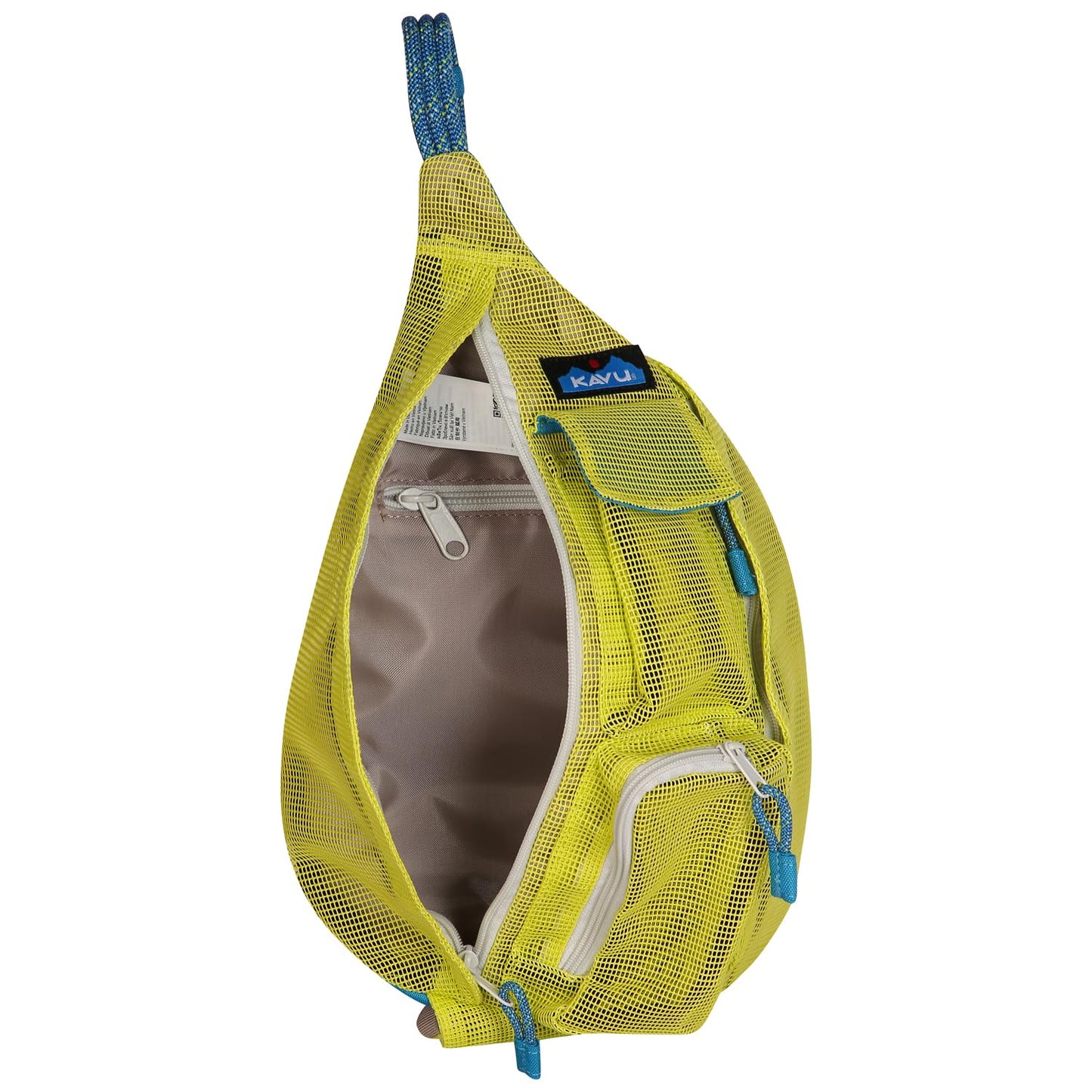 KAVU Mini Beach Rope Bag Mesh Crossbody Sling Backpack - Key Lime