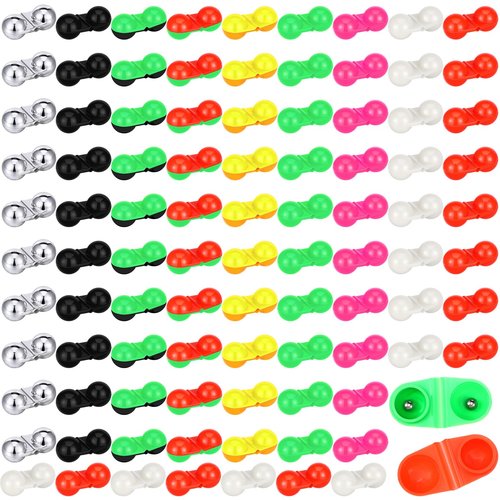 WinnerWhy 90 Pcs Catfish Rattle Bells, Fishing Double Rattle Beads Attractor Portable Plastic Fishing Beads Bells Tackle Accessories for Catfish Bass Pompano(Mixed Colors)