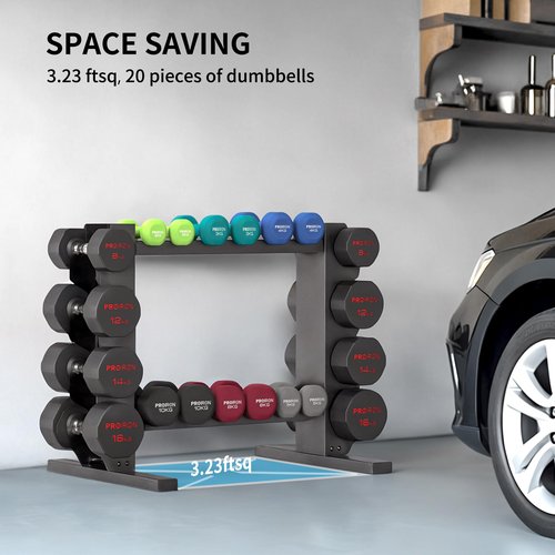PROIRON Compact Dumbbell Rack with Stable Base, Heavy Duty Steel Weight Rack for 20 Dumbbells Storage, 6-Tier Weight Holder Home Gym Dumbbells Kettlebells Organizer, 450lb (Rack Stand Only)
