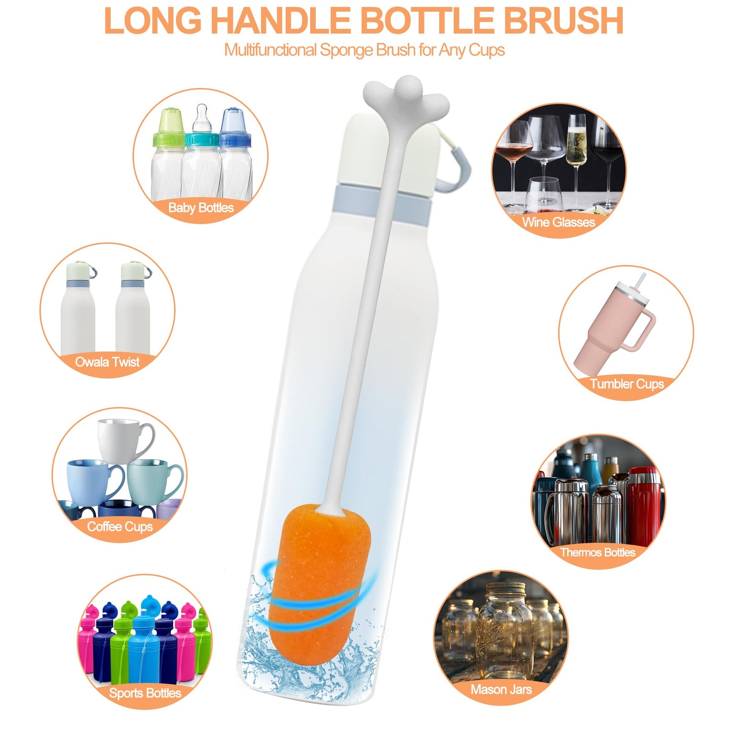 4 Pack Water Bottle Brush Cleaner Set for Owala Twist, Free-Standing Cleaner for Stanley All Day Slim, 2 Straw Brushes, 3-in-1 Lid Cleaning Brush for Spout Crevices