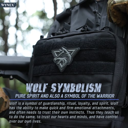 WYNEX Morale Patch of Wolf, Tactical Patch PVC Loop and Hook Patches 3D Morale Applique for Backpacks Caps Vest Tactical Gears -2 Pcs