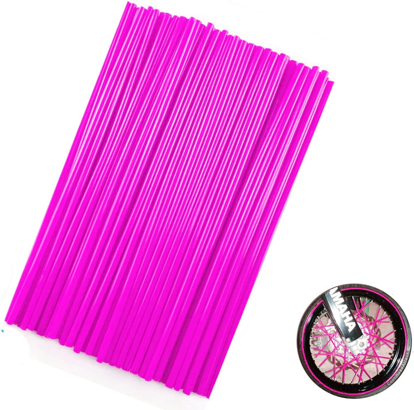 72Pcs Universal Spoke Skins Cover - Ovelur Wheel Spoke Wraps Skins Pipe Trim Decoration Protector For Motorcycle Dirt Bike Yamaha Harley Suzuki(Pink)