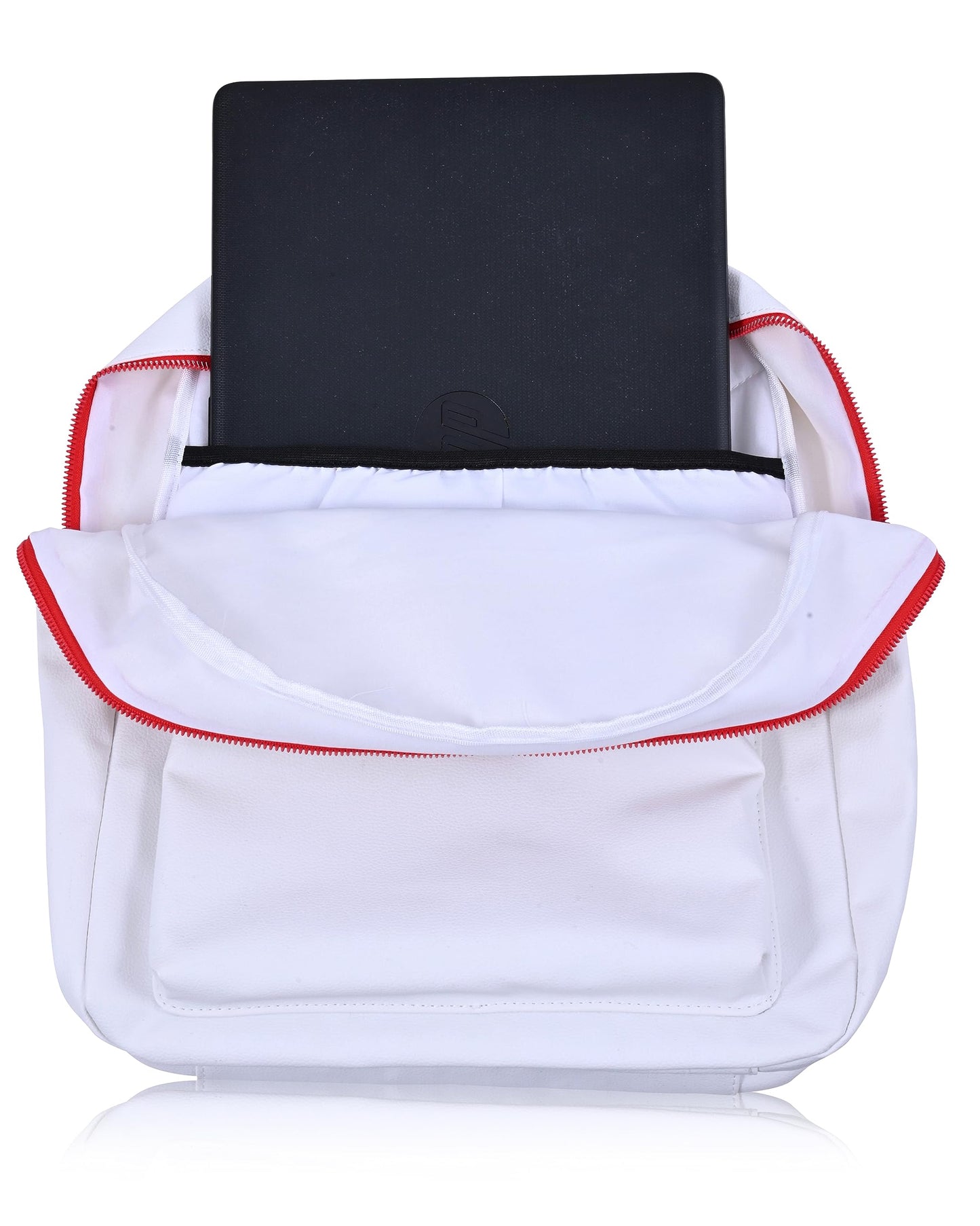 Fast Forward Sanrio Hello Kitty Backpack for Women, Large Faux Leather Bookbag Double Strap Shoulder Bag with 3D Design and Keychain (White-Red)