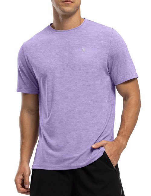 Rdruko Men's Workout Shirts Moisture Wicking Dry Fit Short Sleeve Lightweight UPF 50+ Athletic Running Gym Active T Shirts,Dark Purple,L