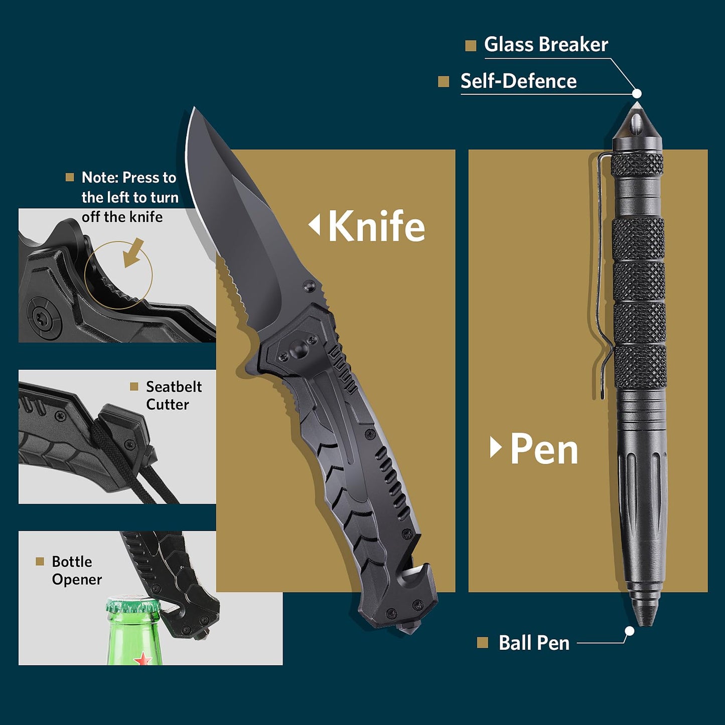 ABPIR Survival Kits, Gifts for Christmas Men Dad Husband Him, 13 in 1 Survival Gear and Equipment Tactical Tools for Camping Hiking Hunting Outdoor Adventure, Cool Birthday Idea