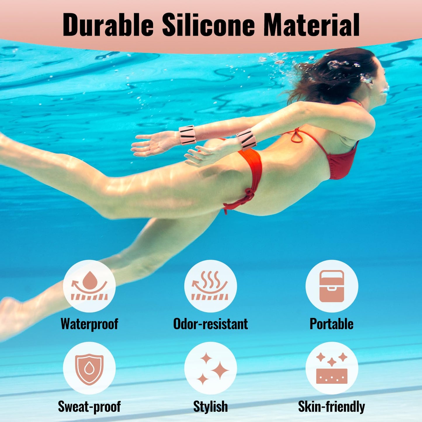 Adjustable Wrist and Ankle Weights for Women: 2 lbs Total (1 lb Each), Arm Weights for Walking, Weighted Wristbands, Ankle Weights, and Arm Weights (Flash pink)