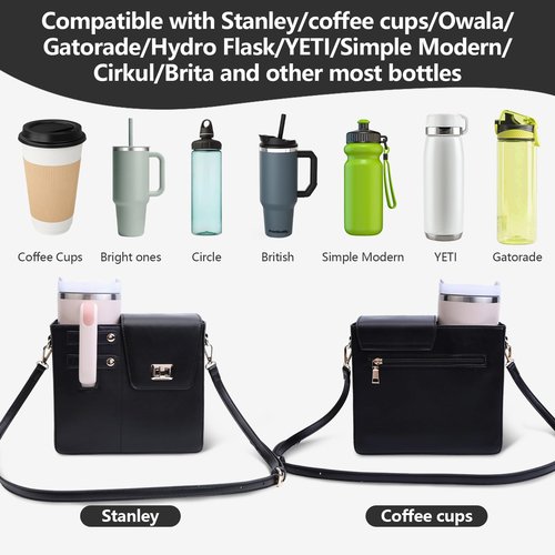 Purse for Stanley Cup, Outdoor Portable Crossbody Water Cup Storage Bag with Stanley Purse, Crossbody Bag for Stanley Bottle (black)